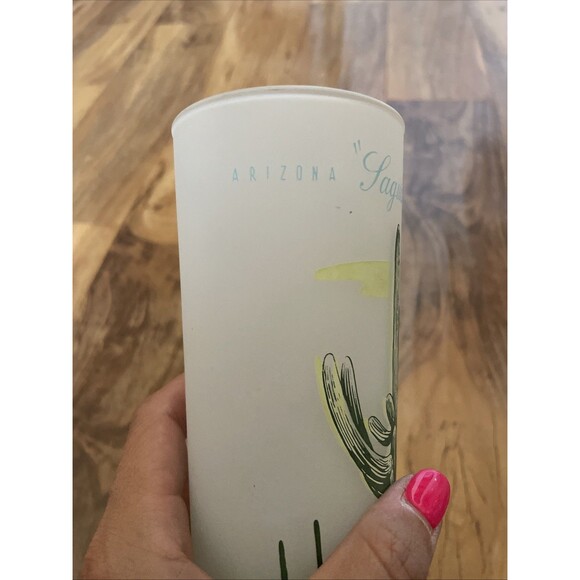 VINTAGE Blakely Oil & Gas Arizona SAGUARO CACTUS Tall Frosted Collins GLASS - Picture 2 of 10